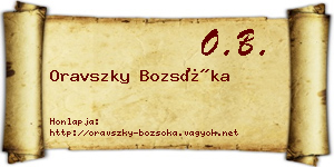 Oravszky Bozsóka névjegykártya
